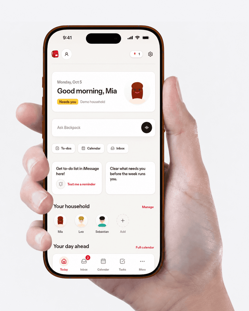Backpack on a phone — Today view